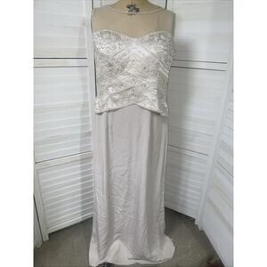 Cameron Blake by Mon Cheri Mother Of The Bride Dress Gown Beige Off White Sz 14